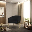 Ver imagem 6 de Cadeira Sala de Jantar Pé de Ferro Dourado Kit 2 Stella Linho D03 - D'Rossi Cor Preto
