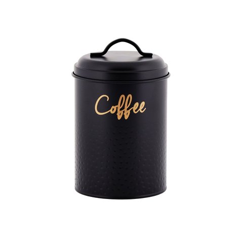 Pote para Café de Aço Inoxidável com Tampa Estilo Retrô - Preto - 11x15cm