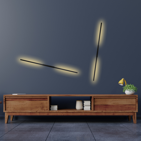 Arandela Linear Moderna Preta 1m 10w 3.000k Interna Aurora Ilunato