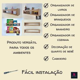 Kit 2 Prateleira Organizador De Temperos Para Cozinha banheiro Quarto de Bebê Mdf 55 cm - 3