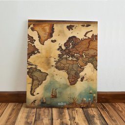 Kit 3 Quadro Decorativo Mapa Mundi Antigo Mundo Globo Brasil 40x28cm - 5