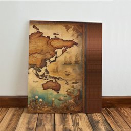 Kit 3 Quadro Decorativo Mapa Mundi Antigo Mundo Globo Brasil 40x28cm - 6