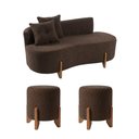 Ver imagem 2 de Conjunto Sofá Curvo Orgânico + 02 Puff Luna Boucle Marrom - Montanaris Decor