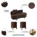 Ver imagem 3 de Conjunto Sofá Curvo Orgânico + 02 Puff Luna Boucle Marrom - Montanaris Decor
