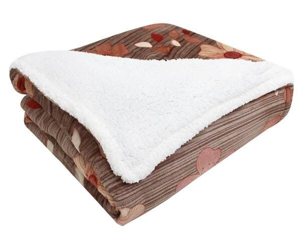 Cobertor com Sherpa Dupla Face Casal Estampado Abrantes Marrom Jolitex - 2