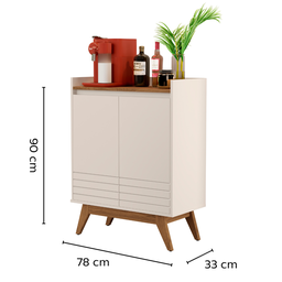 Conjunto para Sala de Estar com Rack Malbec Wood e Buffet Eros Retro Off White/freijo Giga Móveis - 3