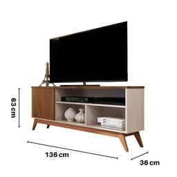Conjunto para Sala de Estar com Rack Malbec Wood e Buffet Eros Retro Off White/freijo Giga Móveis - 6