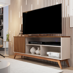 Conjunto para Sala de Estar com Rack Malbec Wood e Buffet Eros Retro Off White/freijo Giga Móveis - 4