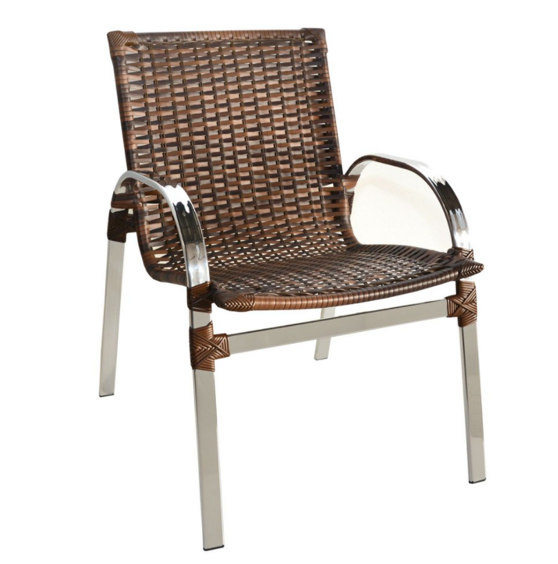 Cadeira para área externa, Piscina em Alumínio e Junco Sintético Fibra Mesclado Argila - Arte Mobili