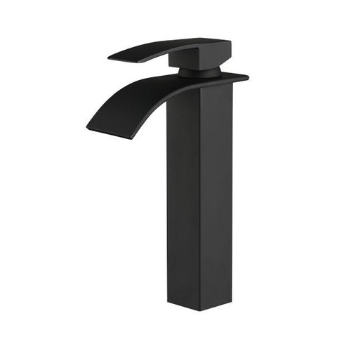 Torneira Banheiro Lavatório Monocomando Longa Cascata Preta ME12B Doan