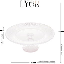 Prato para Bolo de Cristal Renaissance 31,5cm X 13cm - Lyor - 5