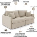 Ver imagem 4 de Sofá Cama Retrátil para Sala de Estar 214cm Una K01 Veludo Bege - Lyam Decor