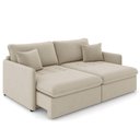 Ver imagem 3 de Sofá Cama Retrátil para Sala de Estar 214cm Una K01 Veludo Bege - Lyam Decor