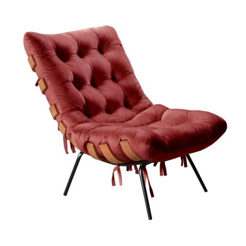 Poltrona Costela Cor:Suede Bordô 110