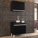 Ver imagem 2 de Armário Aéreo Califórnia e Balcão Para Cooktop Flórida Preto - Lumil