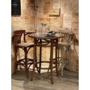 Ver imagem 2 de Banqueta Alta Bar em Madeira. com Braço. Assento em Rattan Natural. Cor Castanha