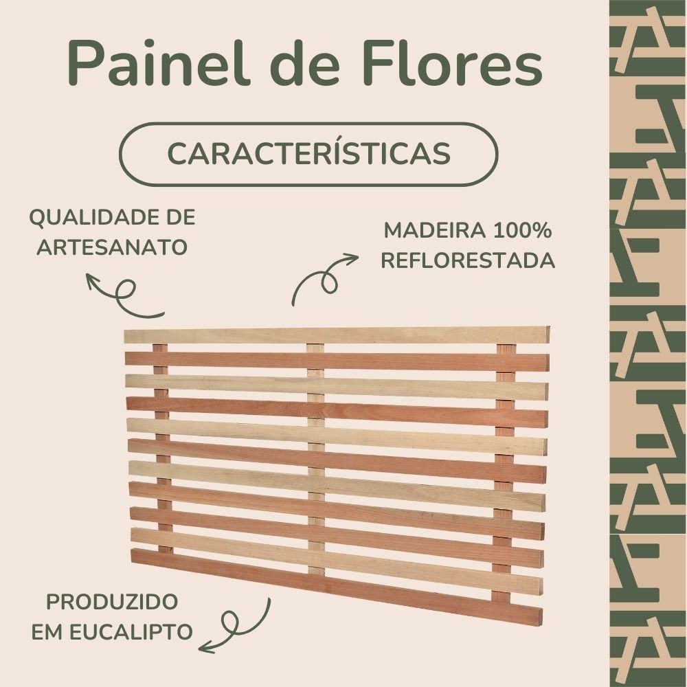 Painel de Flores Horizontal Repac Madeiras Eucalipto 100x50 - 2