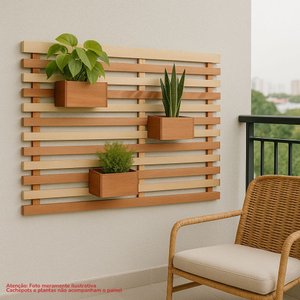 Painel Floreira Treliça Horizontal Madeira Eucalipto para Jardim e Áreas Externas 100x50