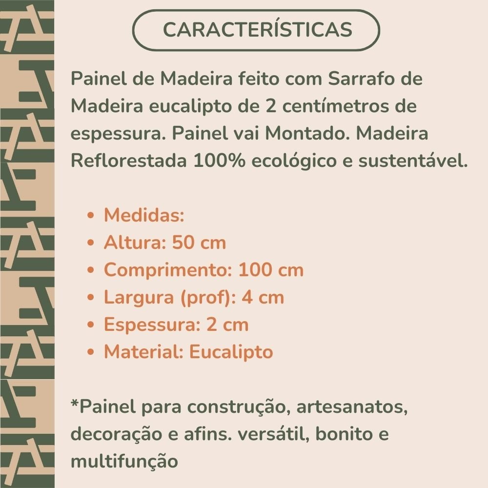 Painel de Flores Horizontal Repac Madeiras Eucalipto 100x50 - 3