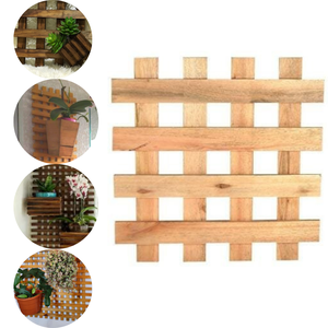 Painel Treliça de Madeira Eucalipto 50x50cm - Jardim Verticais, Horta Suspensa Painel Para Planta