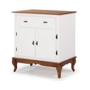 Ver imagem 1 de Balcão Buffet Aparador Florença 80cm 2 Portas 1 Gaveta Pés Luiz Xv - Laca Branca/ Imbuia
