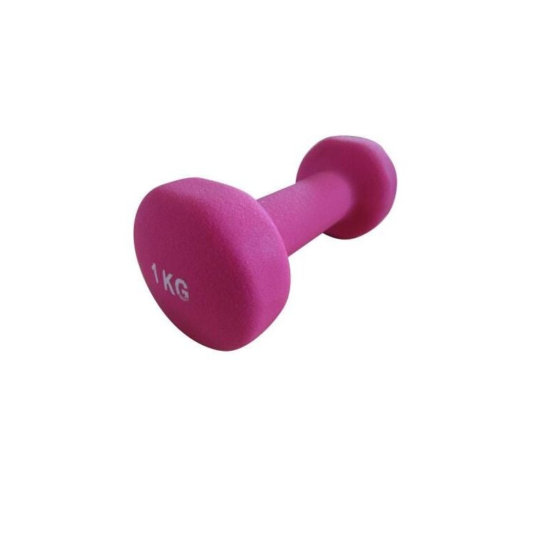 Haltere em Ferro Fundido Revestido com Neoprene Pelegrin PEL-001DB 1kg - Rosa