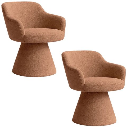 Kit 02 Cadeiras de Jantar Jade Base Fixa Bouclé Terracota - Nexta Casa