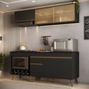 Ver imagem 1 de Armário de Cozinha Modulada Completa com Balcão 190cm Veneza Multimóveis MP2422 Preto