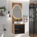 Ver imagem 1 de Conjunto para Banheiro Clarice 60 Cm C/ Tampo e Espelho Orgânico Led - Fabribam