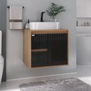 Ver imagem 3 de Conjunto para Banheiro Clarice 60 Cm C/ Tampo e Espelho Orgânico Led - Fabribam
