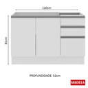 Ver imagem 4 de Balcão de Pia Glamy 2 Portas 3 Gavetas Branco Madesa