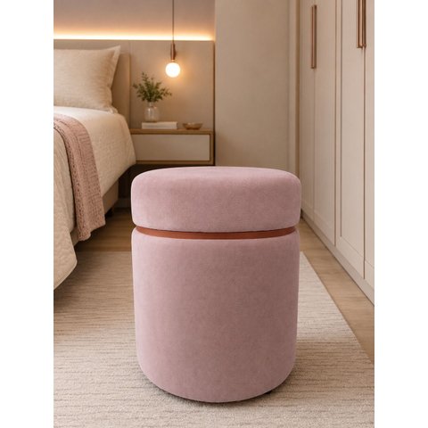 Puff com Cinta Superior Cobre Fosco Nude Rose - Let Móveis