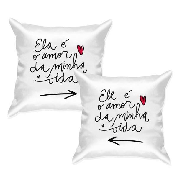 Kit 02 Almofadas Dia Dos Namorados Branca 40X40CM | MadeiraMadeira
