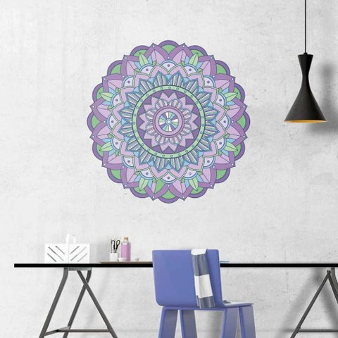 Adesivo de Parede New Mandala 14 Arte Destaque 0,60 X 0,60 Metros