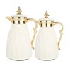 Dupla Garrafa Termica Luxo Branco e Dourado - 1