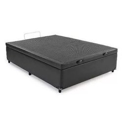 Cama Box Baú Viúva Reforçada 100x200 Corino Preto - 2