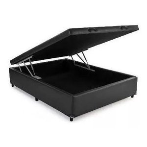 Cama Box Baú Viúva Reforçada 100x200 Corino Preto