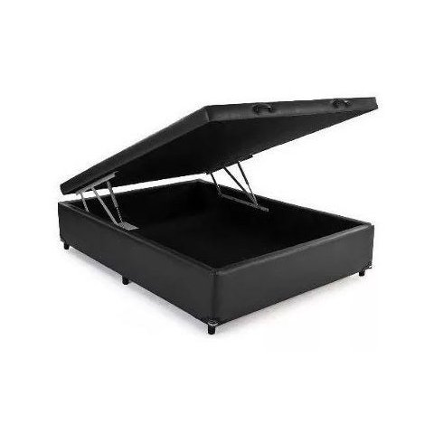 Cama Box Baú Viúva Reforçada 100x200 Corino Preto