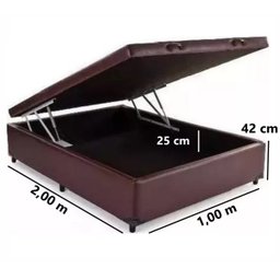 Cama Box Baú Viúva Reforçada 100x200 Corino Marrom - 2