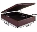 Ver imagem 2 de Cama Box Baú Viúva Reforçada 100x200 Corino Marrom