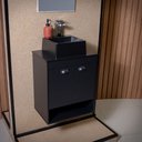 Ver imagem 3 de Gabinete Armário para Banheiro 50cm MDF com Cuba - Latina Preto