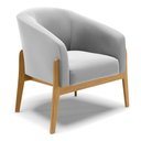Ver imagem 3 de Kit 01 Poltrona e 01 Puff Stella Suede Cinza Base Madeira Castanho - D’Rossi