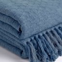 Ver imagem 3 de Manta p/ Sofá Tramê Algodão 3 Lugares 1,20m x 1,80m Azul Tac