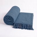 Ver imagem 2 de Manta p/ Sofá Tramê Algodão 3 Lugares 1,20m x 1,80m Azul Tac