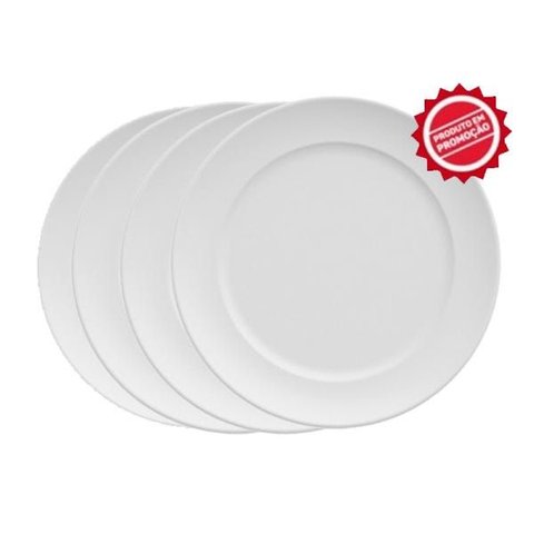 Kit/jogo Prato Raso Versa Porcelana 4 Peças