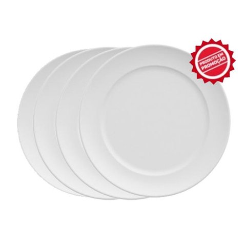 KIT/JOGO PRATO RASO VERSA PORCELANA 4 PEÇAS