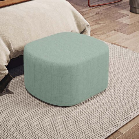Puff Decorativo Orgânico para Living Quarto 70cm Doha W01 Linho Verde Menta - Lyam Decor