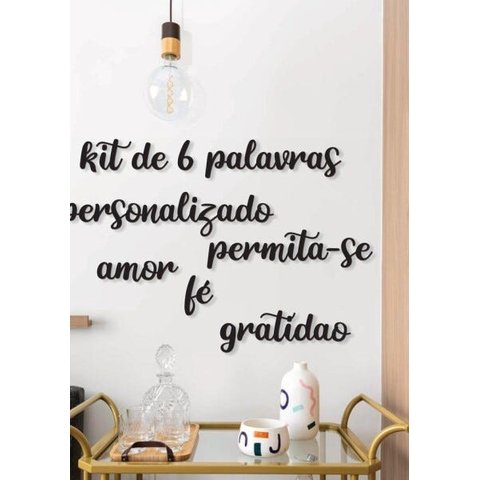 kit 6 Palavras PERSONALIZADAS Lettering em Mdf Parede