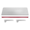 Ver imagem 3 de Bandeja Prateleira Com Reforço 30x91 Gôndolas New Plus com Porta Etiqueta Vermelho - SA Gôndolas