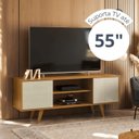 Ver imagem 5 de Rack para TV até 55 Polegadas 2 Portas Pés Retrô Lisboa Marrom Bege